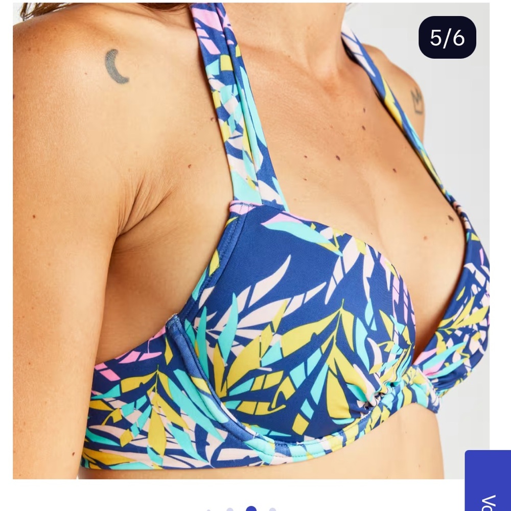 Colorful Leaf Print Bikini Top